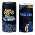 Personalized West Coast Eagles Football 4 in 1 Can Cooler Tumbler Easter Egg Pattern Blue Gold Tribal Dot Art Style