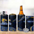 Personalized West Coast Eagles Football 4 in 1 Can Cooler Tumbler Easter Egg Pattern Blue Gold Tribal Dot Art Style