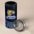Personalized West Coast Eagles Football 4 in 1 Can Cooler Tumbler Easter Egg Pattern Blue Gold Tribal Dot Art Style