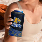 Personalized West Coast Eagles Football 4 in 1 Can Cooler Tumbler Easter Egg Pattern Blue Gold Tribal Dot Art Style