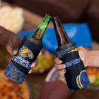 Personalized West Coast Eagles Football 4 in 1 Can Cooler Tumbler Easter Egg Pattern Blue Gold Tribal Dot Art Style