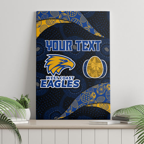 Personalized West Coast Eagles Football Canvas Wall Art Easter Egg Pattern Blue Gold Tribal Dot Art Style