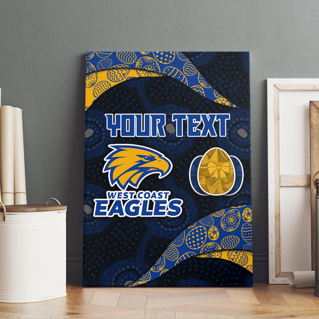 Personalized West Coast Eagles Football Canvas Wall Art Easter Egg Pattern Blue Gold Tribal Dot Art Style