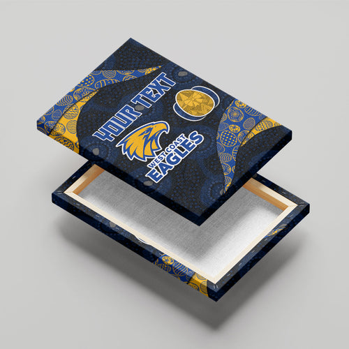 Personalized West Coast Eagles Football Canvas Wall Art Easter Egg Pattern Blue Gold Tribal Dot Art Style