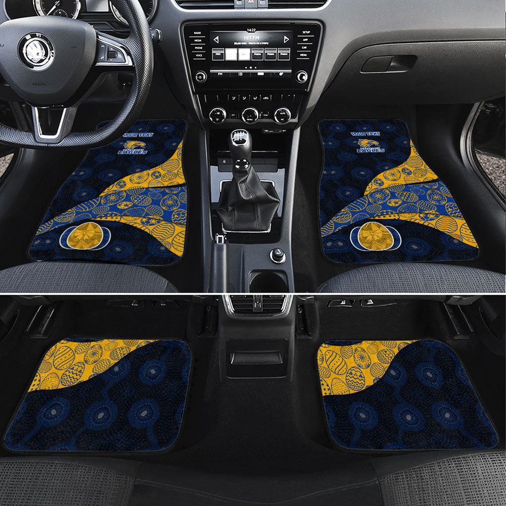 Personalized West Coast Eagles Football Car Mats Easter Egg Pattern Blue Gold Tribal Dot Art Style
