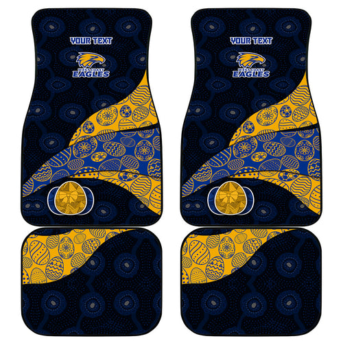 Personalized West Coast Eagles Football Car Mats Easter Egg Pattern Blue Gold Tribal Dot Art Style