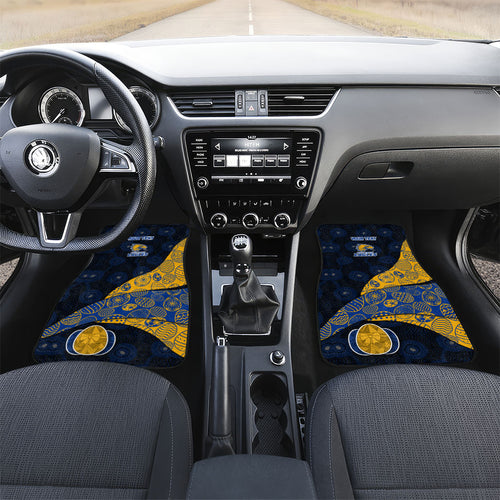 Personalized West Coast Eagles Football Car Mats Easter Egg Pattern Blue Gold Tribal Dot Art Style