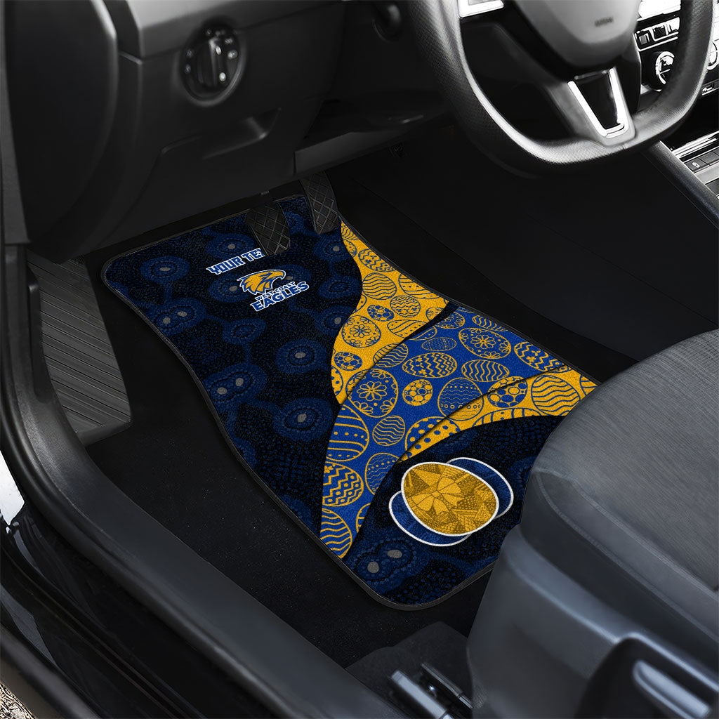 Personalized West Coast Eagles Football Car Mats Easter Egg Pattern Blue Gold Tribal Dot Art Style