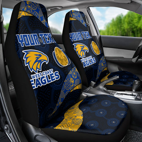 Personalized West Coast Eagles Football Car Seat Cover Easter Egg Pattern Blue Gold Tribal Dot Art Style