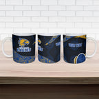 Personalized West Coast Eagles Football Ceramic Mug Easter Egg Pattern Blue Gold Tribal Dot Art Style