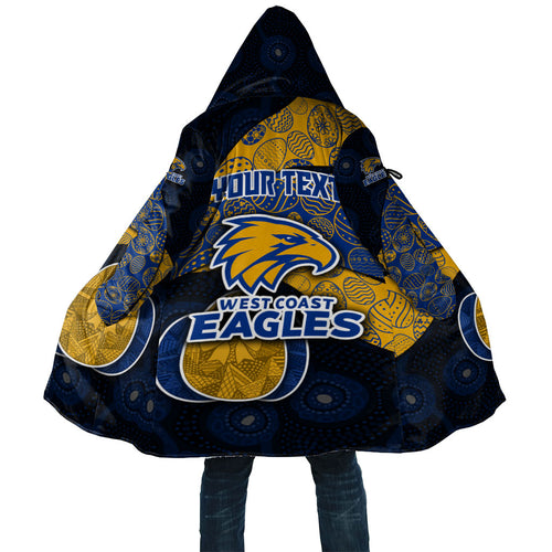 Personalized West Coast Eagles Football Cloak Easter Egg Pattern Blue Gold Tribal Dot Art Style