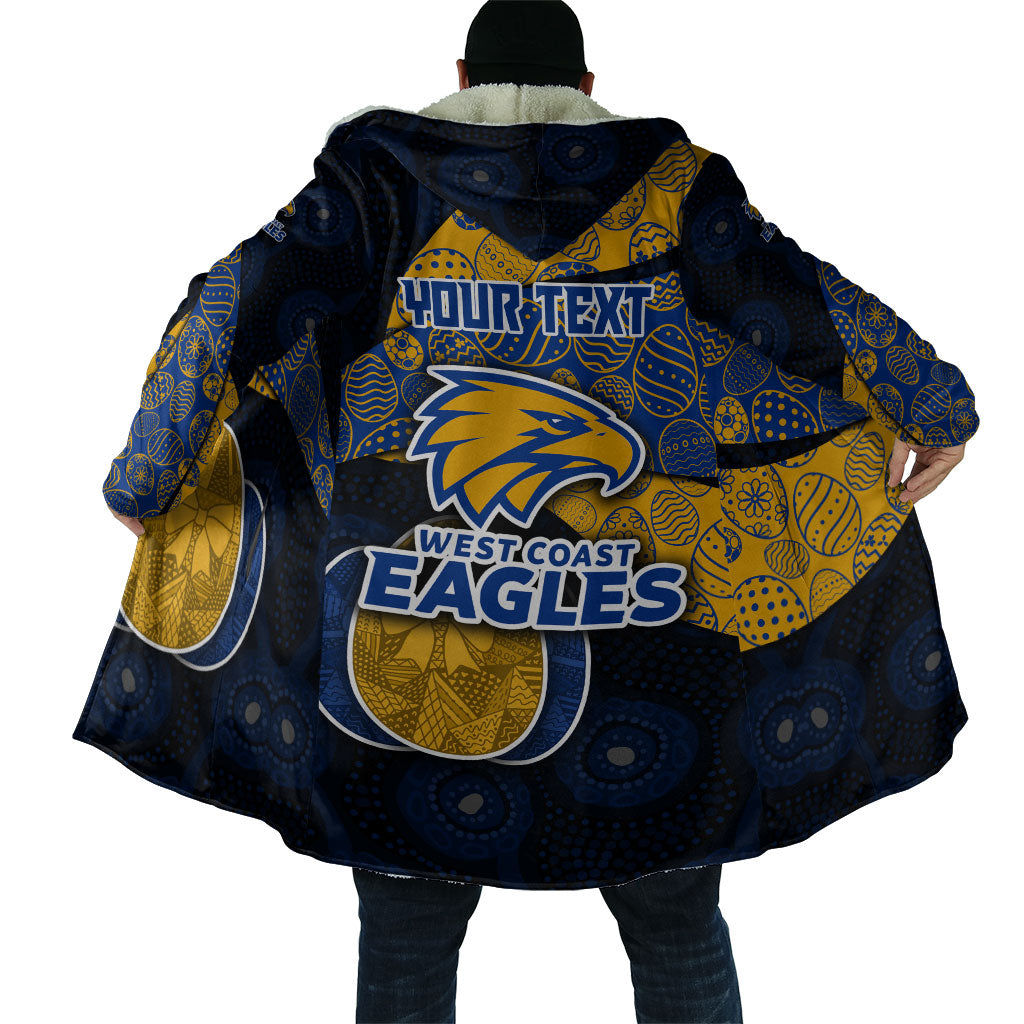 Personalized West Coast Eagles Football Cloak Easter Egg Pattern Blue Gold Tribal Dot Art Style