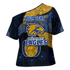 Personalized West Coast Eagles Football Cross Shoulder Shirt Easter Egg Pattern Blue Gold Tribal Dot Art Style