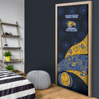Personalized West Coast Eagles Football Door Cover Easter Egg Pattern Blue Gold Tribal Dot Art Style