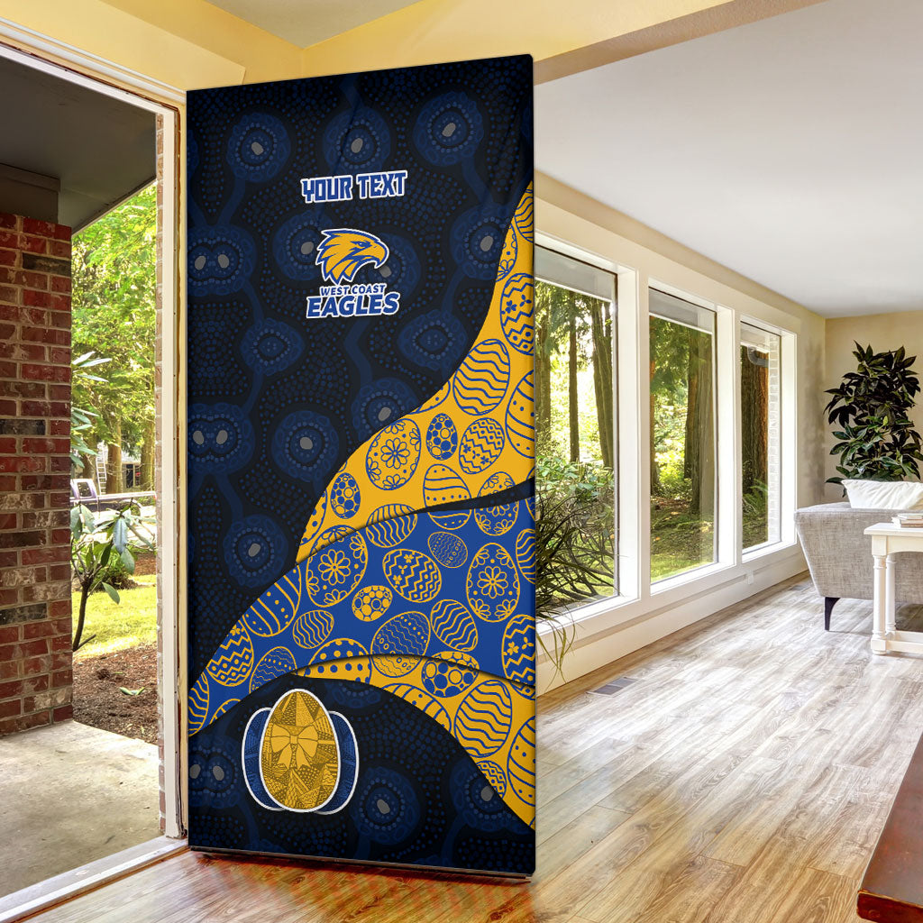 Personalized West Coast Eagles Football Door Cover Easter Egg Pattern Blue Gold Tribal Dot Art Style