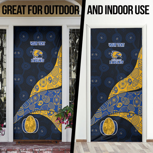 Personalized West Coast Eagles Football Door Cover Easter Egg Pattern Blue Gold Tribal Dot Art Style