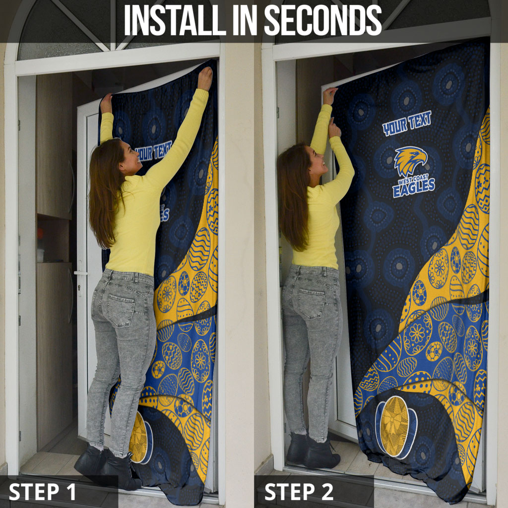 Personalized West Coast Eagles Football Door Cover Easter Egg Pattern Blue Gold Tribal Dot Art Style