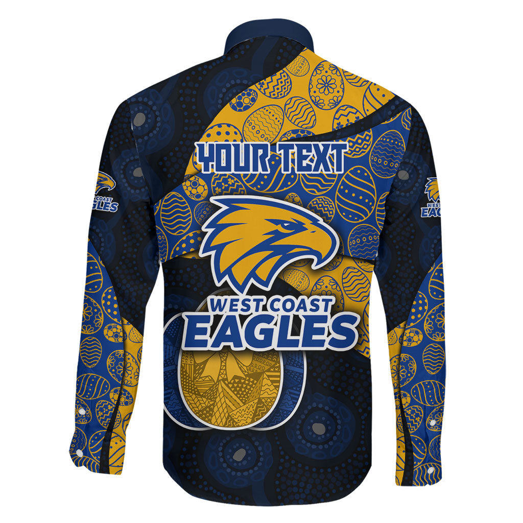 Personalized West Coast Eagles Football Family Matching Mermaid Dress and Hawaiian Shirt Easter Egg Pattern Blue Gold Tribal Dot Art Style