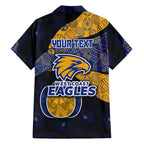 Personalized West Coast Eagles Football Family Matching Puletasi and Hawaiian Shirt Easter Egg Pattern Blue Gold Tribal Dot Art Style