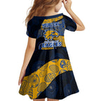 Personalized West Coast Eagles Football Family Matching Summer Maxi Dress and Hawaiian Shirt Easter Egg Pattern Blue Gold Tribal Dot Art Style