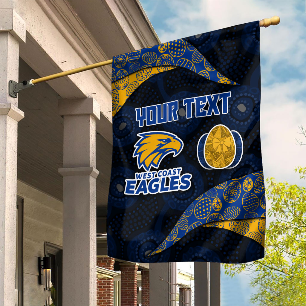 Personalized West Coast Eagles Football Garden Flag Easter Egg Pattern Blue Gold Tribal Dot Art Style