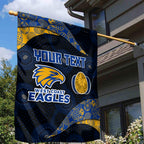 Personalized West Coast Eagles Football Garden Flag Easter Egg Pattern Blue Gold Tribal Dot Art Style