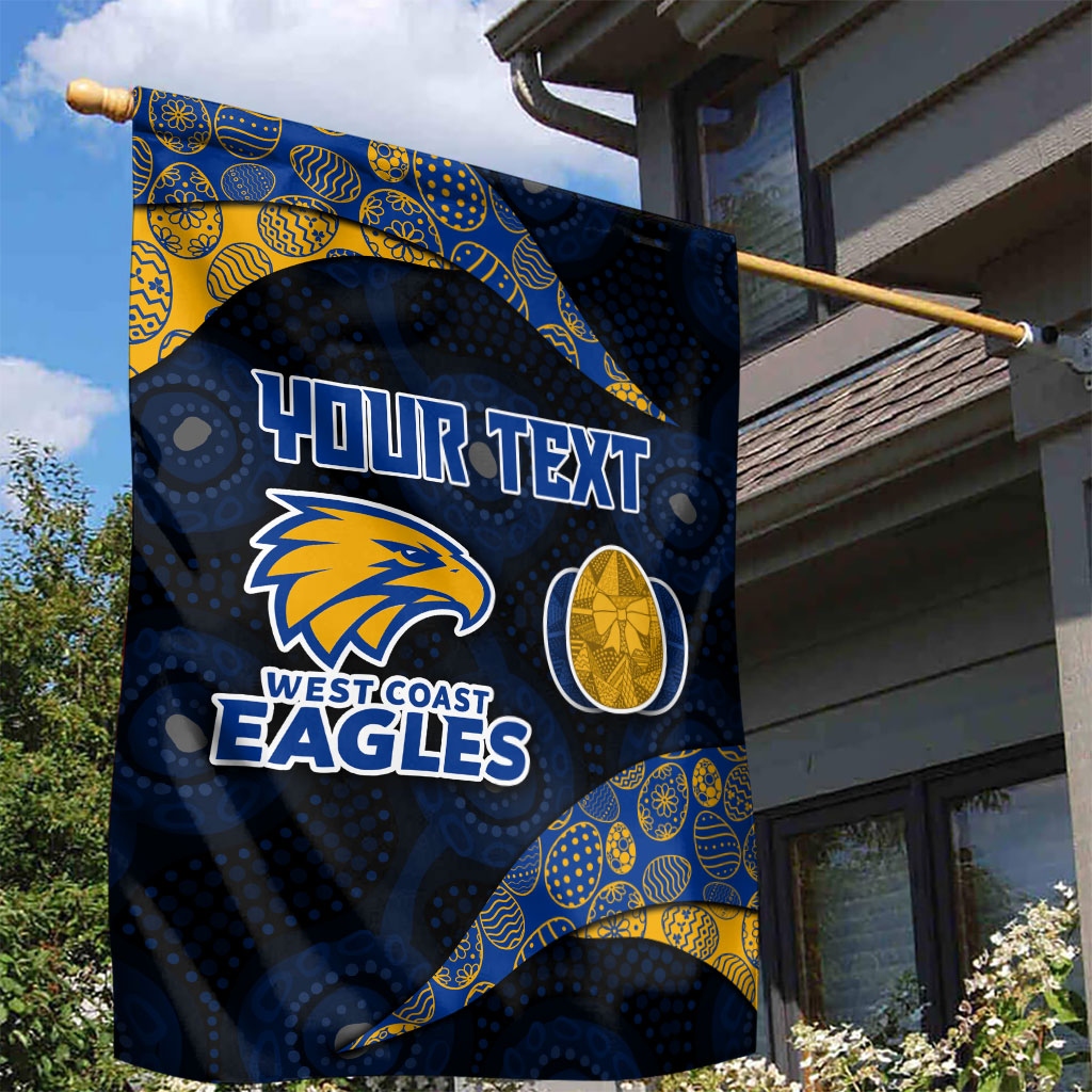 Personalized West Coast Eagles Football Garden Flag Easter Egg Pattern Blue Gold Tribal Dot Art Style