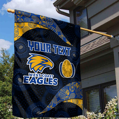 Personalized West Coast Eagles Football Garden Flag Easter Egg Pattern Blue Gold Tribal Dot Art Style