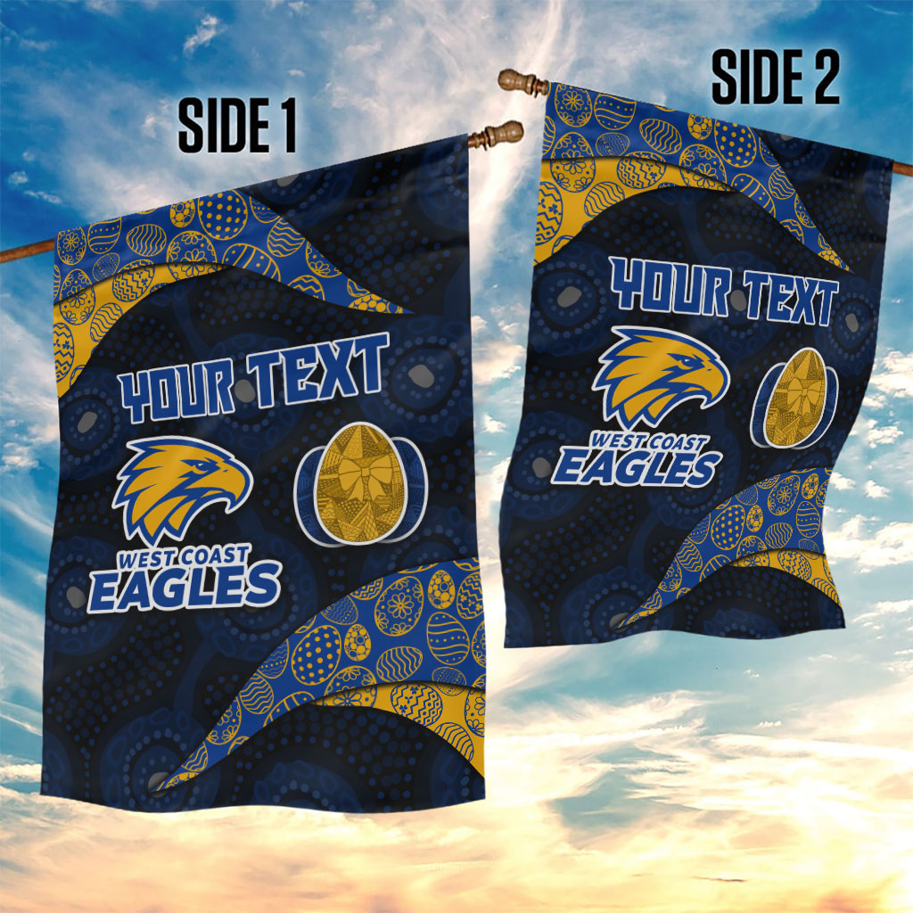 Personalized West Coast Eagles Football Garden Flag Easter Egg Pattern Blue Gold Tribal Dot Art Style