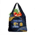Personalized West Coast Eagles Football Grocery Bag Easter Egg Pattern Blue Gold Tribal Dot Art Style