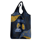 Personalized West Coast Eagles Football Grocery Bag Easter Egg Pattern Blue Gold Tribal Dot Art Style