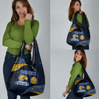 Personalized West Coast Eagles Football Grocery Bag Easter Egg Pattern Blue Gold Tribal Dot Art Style