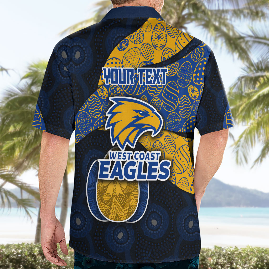 Personalized West Coast Eagles Football Hawaiian Shirt Easter Egg Pattern Blue Gold Tribal Dot Art Style