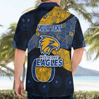 Personalized West Coast Eagles Football Hawaiian Shirt Easter Egg Pattern Blue Gold Tribal Dot Art Style