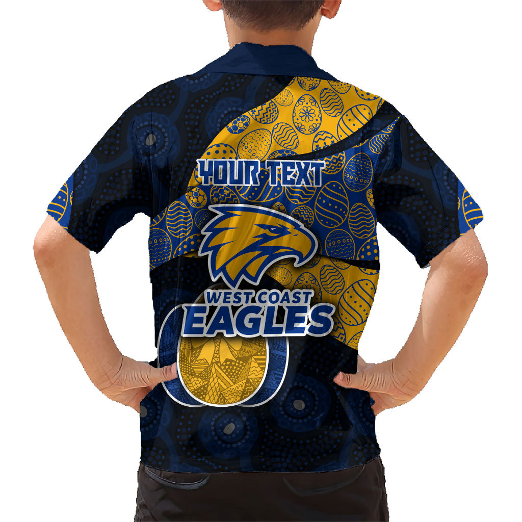 Personalized West Coast Eagles Football Hawaiian Shirt Easter Egg Pattern Blue Gold Tribal Dot Art Style
