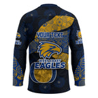 Personalized West Coast Eagles Football Hockey Jersey Easter Egg Pattern Blue Gold Tribal Dot Art Style