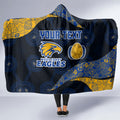 Personalized West Coast Eagles Football Hooded Blanket Easter Egg Pattern Blue Gold Tribal Dot Art Style