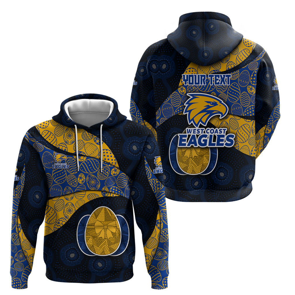 Personalized West Coast Eagles Football Hoodie Easter Egg Pattern Blue Gold Tribal Dot Art Style