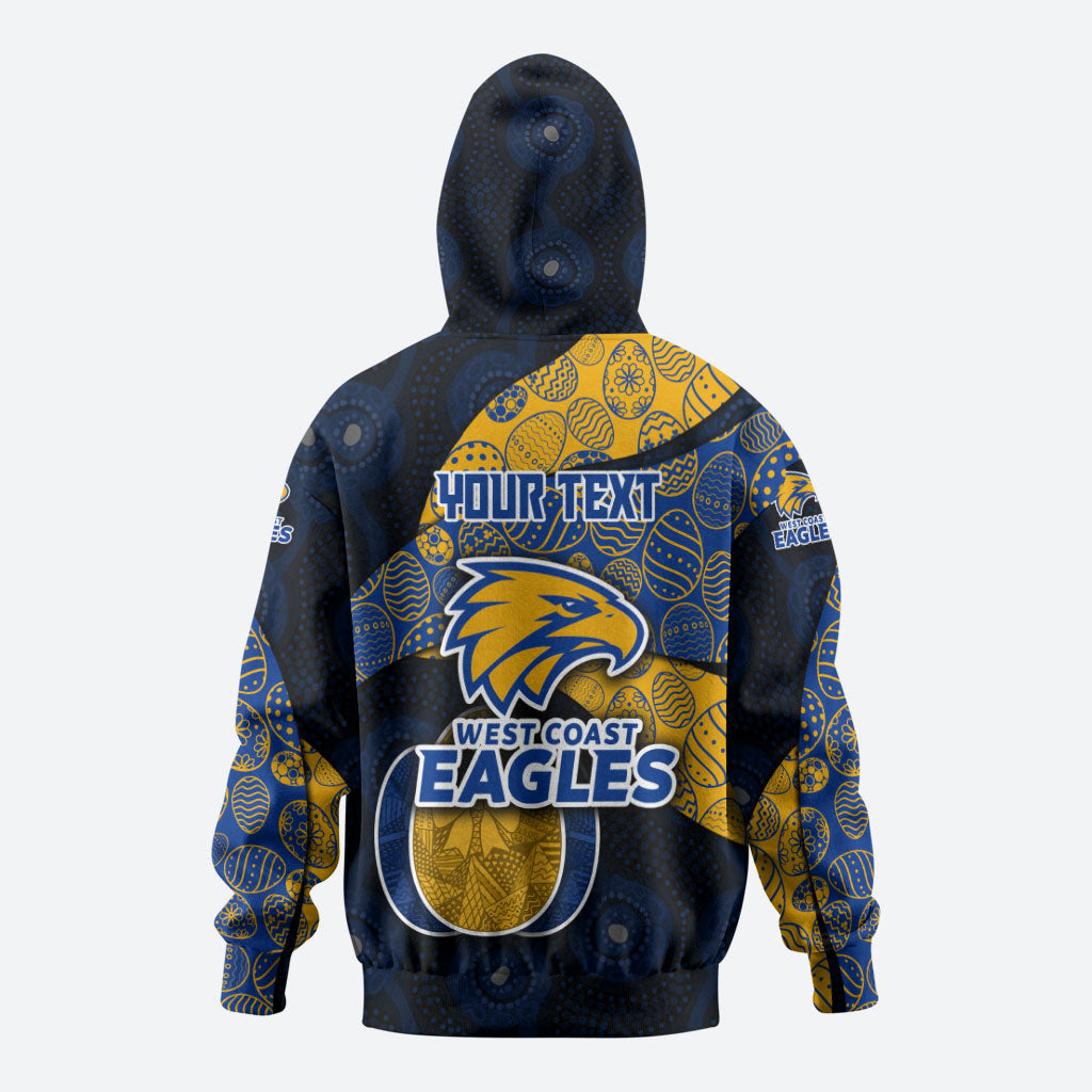 Personalized West Coast Eagles Football Hoodie Easter Egg Pattern Blue Gold Tribal Dot Art Style