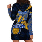 Personalized West Coast Eagles Football Hoodie Dress Easter Egg Pattern Blue Gold Tribal Dot Art Style