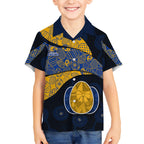 Personalized West Coast Eagles Football Kid Hawaiian Shirt Easter Egg Pattern Blue Gold Tribal Dot Art Style