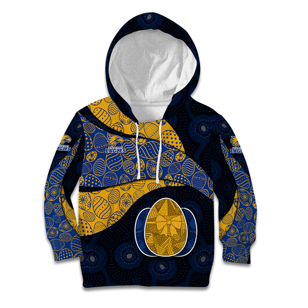 Personalized West Coast Eagles Football Kid Hoodie Easter Egg Pattern Blue Gold Tribal Dot Art Style