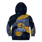 Personalized West Coast Eagles Football Kid Hoodie Easter Egg Pattern Blue Gold Tribal Dot Art Style