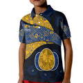 Personalized West Coast Eagles Football Kid Polo Shirt Easter Egg Pattern Blue Gold Tribal Dot Art Style