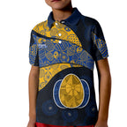 Personalized West Coast Eagles Football Kid Polo Shirt Easter Egg Pattern Blue Gold Tribal Dot Art Style