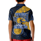 Personalized West Coast Eagles Football Kid Polo Shirt Easter Egg Pattern Blue Gold Tribal Dot Art Style