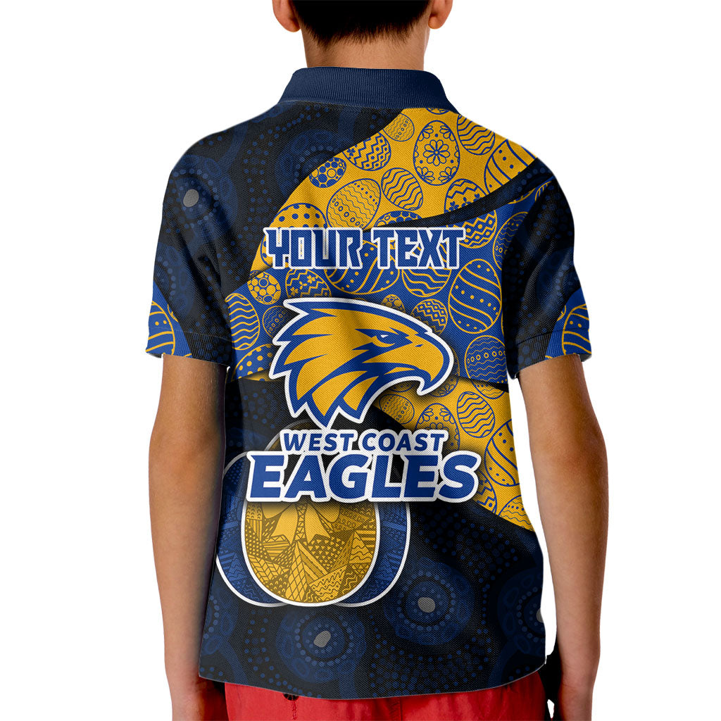 Personalized West Coast Eagles Football Kid Polo Shirt Easter Egg Pattern Blue Gold Tribal Dot Art Style