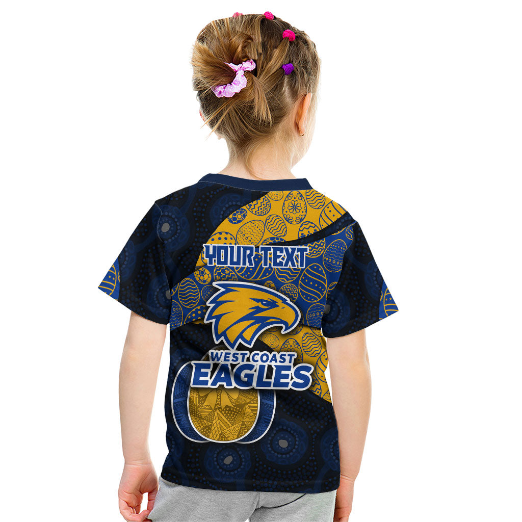 Personalized West Coast Eagles Football Kid T Shirt Easter Egg Pattern Blue Gold Tribal Dot Art Style