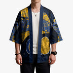 Personalized West Coast Eagles Football Kimono Easter Egg Pattern Blue Gold Tribal Dot Art Style