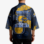 Personalized West Coast Eagles Football Kimono Easter Egg Pattern Blue Gold Tribal Dot Art Style